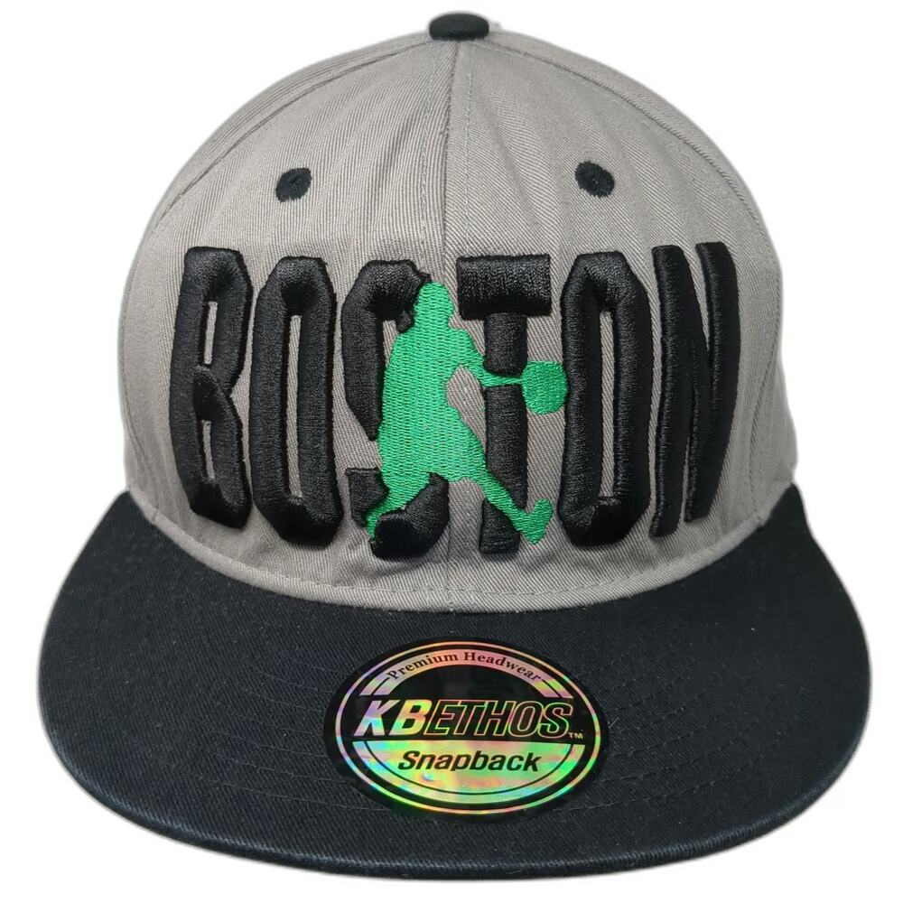 KBETHOS Snapback Hat Gray One Size Boston Basketball 3D Embroidery Flat Brim